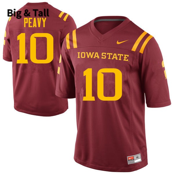 Iowa State Cyclones Men's #10 Brian Peavy Nike NCAA Authentic Cardinal Big & Tall College Stitched Football Jersey FU42M32OA